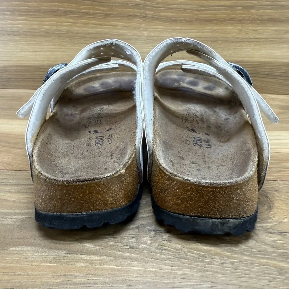 Birkenstock Birkis Sandals 8 N EU 39 White Perf Birko Slides Slip on - Picture 7 of 10